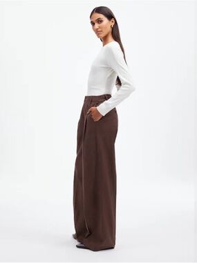 NWT Madewell Women's Wide-Leg Harlow in Drapey Twill - Dark Carob Size 2